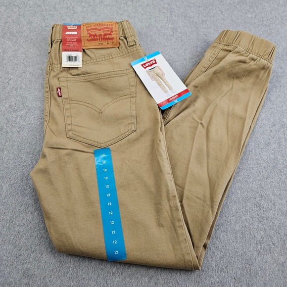Levi's Other - LEVIS Jogger Kids 12 Tan Khaki Twill Elastic Cuff Casual School Classic
